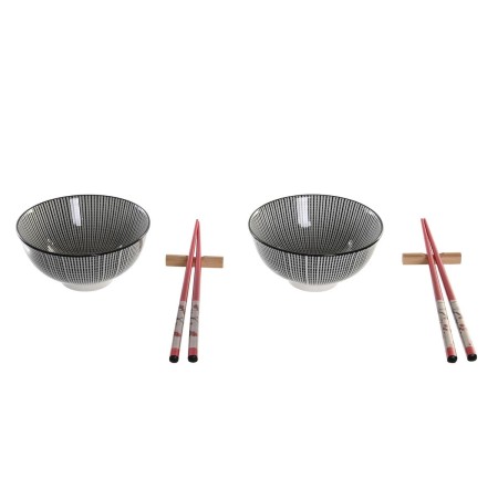 Set de Sushi DKD Home Decor 30 x 21 x 7 cm Negro Gres Oriental (6 Piezas) de DKD Home Decor, Platos y fuentes - Ref: S3041386...