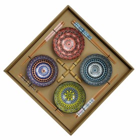 Sushi-Set DKD Home Decor Bunt Bambus Steingut Mandala Orientalisch 34 x 34 x 6,5 cm (12 Stücke) von DKD Home Decor, Teller un...