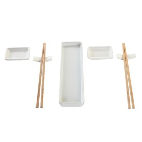 Sushi Set DKD Home Decor 24 x 7 x 2 cm Natural White Stoneware Oriental by DKD Home Decor, Plates and dishes - Ref: S3041397,...