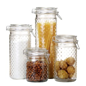 Conjunto de 3 Potes Home ESPRIT Cinzento Natural Acácia Vidro de Borosilicato 900 ml 1,5 L 1,2 L 3 Peças | Tienda24 - Global Online Shop Tienda24.eu