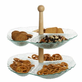 Tablett für Snacks DKD Home Decor 26 x 26 x 35 cm Kristall natürlich Durchsichtig Mit Relief von DKD Home Decor, Teller und S...