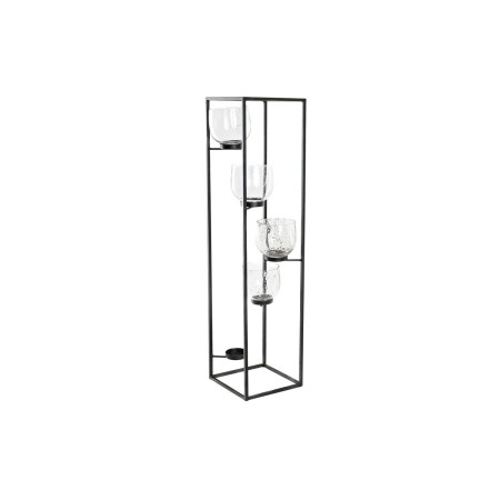 Portavelas DKD Home Decor Cristal Negro Transparente 18 x 18 x 76 cm Hierro de DKD Home Decor, Candelabros y portavelas - Ref...