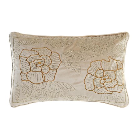 Cushion DKD Home Decor Golden 50 x 10 x 30 cm Flowers | Tienda24 - Global Online Shop Tienda24.eu