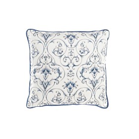 Cushion DKD Home Decor Blue White Squared Flowers Neoclassical 45 x 10 x 45 cm by DKD Home Decor, Cushions - Ref: S3041527, P...