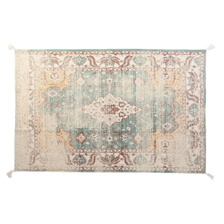 Tappeto DKD Home Decor Finitura invecchiata Azzurro Cotone Arabo Frange (120 x 180 x 1 cm) di DKD Home Decor, Tappeti - Rif: ...