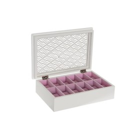 Box for watches DKD Home Decor White Light Pink Crystal MDF Wood 29 x 20 x 9 cm (12 Units) by DKD Home Decor, Watch Boxes - R...