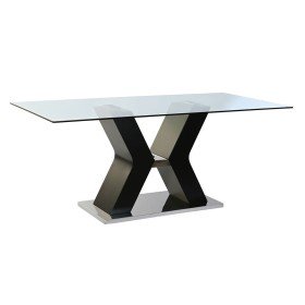 Table de Salle à Manger DKD Home Decor 127 x 127 x 75 cm Naturel Noir Métal Aluminium Bois de manguier | Tienda24 - Global Online Shop Tienda24.eu