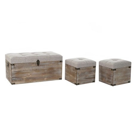 Set di Bauli DKD Home Decor Beige Legno Marrone Tradizionale 80 x 40 x 40 cm di DKD Home Decor, Scatole e cassapanche - Rif: ...