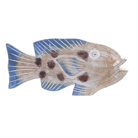 Figurine Décorative DKD Home Decor 40 x 5 x 18 cm Naturel Bleu Poisson méditerranéen de DKD Home Decor, Objets de décoration ...