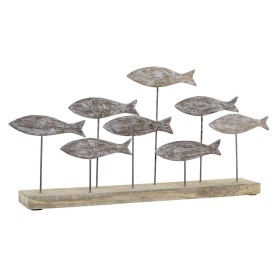 Figurine Décorative DKD Home Decor Naturel Marron Blanc Fer Bois de manguier Marin Poissons (65 x 9 x 31 cm) de DKD Home Deco...