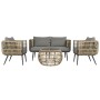 Conjunto de Mesa con 3 Sillones DKD Home Decor Marrón Aluminio ratán sintético 144 x 67 x 74 cm de DKD Home Decor, Sofás - Re...