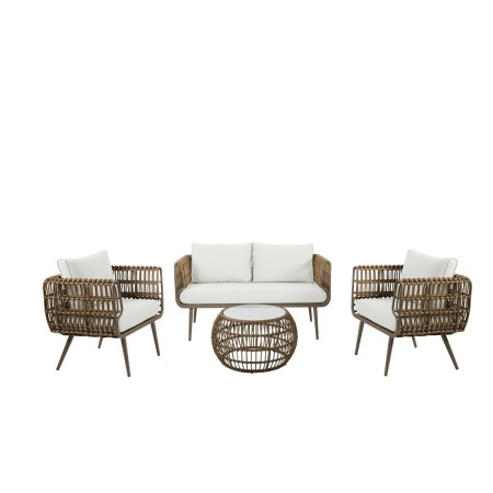 Table Set with 3 Armchairs DKD Home Decor synthetic rattan Aluminium (144 x 67 x 74 cm) by DKD Home Decor, Sofas - Ref: S3042...