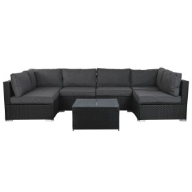 Garden sofa DKD Home Decor 300 x 150 x 65,5 cm 71 x 81 x 67 cm Steel Tempered Glass by DKD Home Decor, Sofas - Ref: S3042480,...