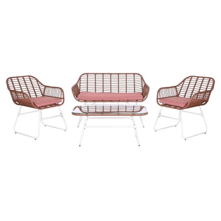 Tisch mit 3 Sesseln DKD Home Decor 124 x 74 x 84 cm Metall Synthetischer Rattan von DKD Home Decor, Sofas - Ref: S3042487, Pr...