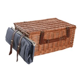 Basket DKD Home Decor Picnic Brown Navy Blue wicker (46 x 30 x 20 cm) by DKD Home Decor, Hampers - Ref: S3042550, Price: 85,2...