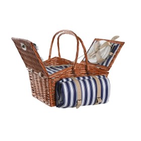 Cabaz DKD Home Decor Picnic Castanho Azul Marinho vime 42 x 30 x 20 cm de DKD Home Decor, Cestas - Ref: S3042557, Preço: 90,1...