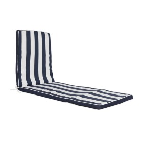 Almofada para Espreguiçadeira DKD Home Decor Cama de Rede Branco Azul Marinho 190 x 60 x 5 cm de DKD Home Decor, Espreguiçade...