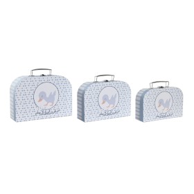 Juego de Cajas Decorativas DKD Home Decor 28 x 9,5 x 20 cm Azul Metal Multicolor Cartón de DKD Home Decor, Almacenamiento - R...