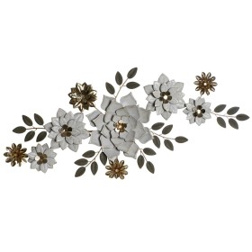 Decoração de Parede DKD Home Decor 106,7 x 5 x 46,4 cm Cinzento Dourado Branco Bloemen Shabby Chic de DKD Home Decor, Adornos...