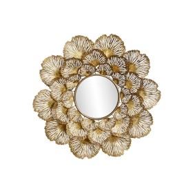 Espelho de parede DKD Home Decor 85,7 x 5,7 x 87,6 cm Cristal Dourado Metal Folha de planta de DKD Home Decor, Espelhos de pa...