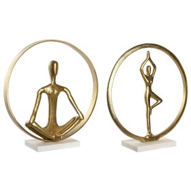 Decorative Figure DKD Home Decor 33 x 11 x 35,5 cm 36 x 10 x 36 cm Golden White Yoga (2 Units) by DKD Home Decor, Ornaments -...