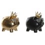 Figura Decorativa DKD Home Decor 13,5 x 11 x 14 cm Preto Dourado Porco (2 Unidades) de DKD Home Decor, Adornos - Ref: S304323...