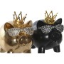 Figura Decorativa DKD Home Decor 13,5 x 11 x 14 cm Preto Dourado Porco (2 Unidades) de DKD Home Decor, Adornos - Ref: S304323...