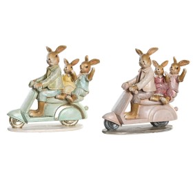 Decorative Figure DKD Home Decor 17 x 7 x 15,5 cm Pink Rabbit Green (2 Units) by DKD Home Decor, Ornaments - Ref: S3043267, P...