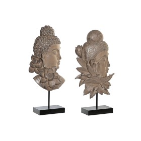 Figura Decorativa DKD Home Decor 23 x 8 x 42 cm Negro Marrón Buda Oriental (2 Unidades) de DKD Home Decor, Adornos - Ref: S30...