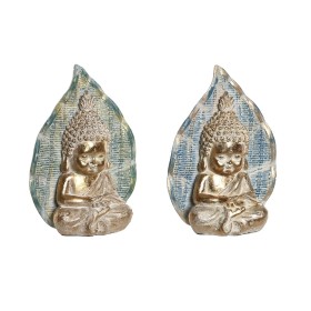 Decorative Figure DKD Home Decor 12,4 x 5,6 x 17,7 cm Blue Buddha Turquoise Oriental Stripped (2 Units) by DKD Home Decor, Or...