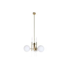 Lámpara de Techo DKD Home Decor 64 x 64 x 64 cm Cristal Dorado Metal Blanco 50 W de DKD Home Decor, Iluminación de techo de i...