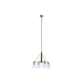 Candeeiro de teto DKD Home Decor 50 x 50 x 144 cm Cristal Dourado Metal 50 W de DKD Home Decor, Iluminação de teto interior -...