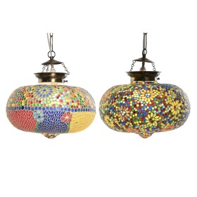 Suspension DKD Home Decor 32 x 32 x 26 cm Verre Multicouleur 25 W (2 Unités) de DKD Home Decor, Plafonniers - Réf : S3043730,...