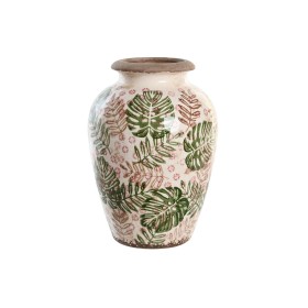 Jarrón DKD Home Decor Marrón Blanco Verde Gres Tropical 18 x 18 x 25 cm Hoja de planta de DKD Home Decor, Jarrones - Ref: S30...