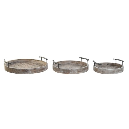 Jeux de plateaux DKD Home Decor Blanc Noir Naturel Métal Bois de manguier 46 x 46 x 10 cm | Tienda24 - Global Online Shop Tienda24.eu