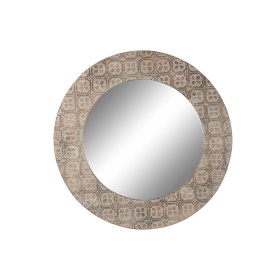 Espelho de parede DKD Home Decor 76 x 4 x 76 cm Cristal Castanho Branco Mandala Madeira de mangueira Índio Madeira MDF Decapé...