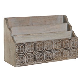 Organisateur polyvalent DKD Home Decor Blanc Naturel Bois de manguier 32 x 13 x 21 cm (12 Unités) de DKD Home Decor, Étagères...