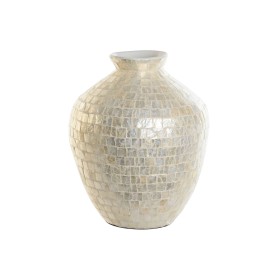 Vaso DKD Home Decor Branco Bambu Madrepérola Natural Folha de planta Mediterrâneo 30 x 30 x 36 cm de DKD Home Decor, Jarrões ...