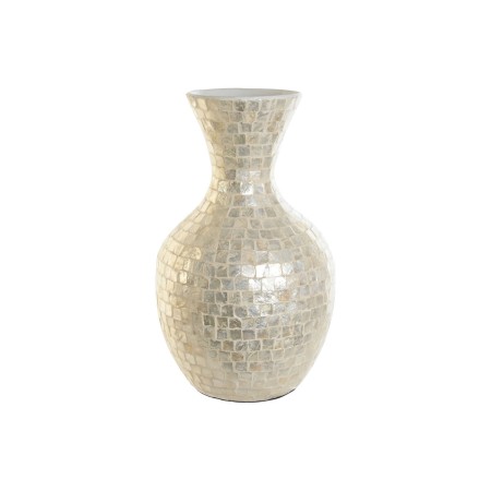 Vase DKD Home Decor Weiß Bambus Perlmutt natürlich Pflanzenblatt Mediterraner 31 x 31 x 51,5 cm von DKD Home Decor, Vasen - R...