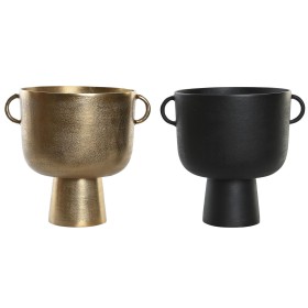 Vaso DKD Home Decor 36 x 29 x 33 cm Preto Dourado Alumínio Moderno (2 Unidades) de DKD Home Decor, Jarrões - Ref: S3043823, P...