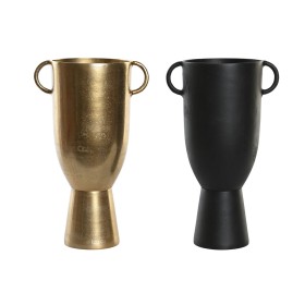 Vase DKD Home Decor 25 x 18 x 41 cm Noir Doré Aluminium Moderne (2 Unités) de DKD Home Decor, Vases - Réf : S3043825, Prix : ...