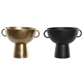 Vaso DKD Home Decor 34 x 28 x 26 cm Nero Dorato Alluminio Moderno (2 Unità) di DKD Home Decor, Vasi - Rif: S3043827, Prezzo: ...