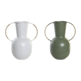 Jarrón DKD Home Decor 20 x 13 x 24 cm Metal Terracota Blanco Verde (2 Unidades) de DKD Home Decor, Jarrones - Ref: S3043865, ...