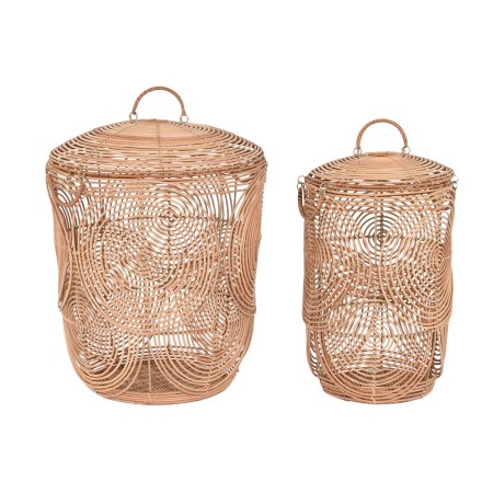 Set de basket DKD Home Decor Naturel Marron Clair Tropical 45 x 45 x 57 cm | Tienda24 - Global Online Shop Tienda24.eu