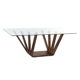 Table de Salle à Manger DKD Home Decor Verre Marron Transparent Noyer 200 x 100 x 75 cm de DKD Home Decor, Tables - Réf : S30...