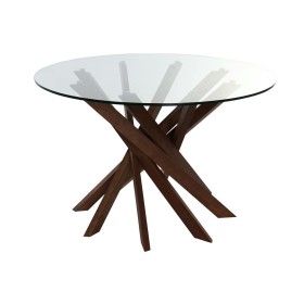 Dining Table DKD Home Decor Crystal Brown Transparent Walnut 120 x 120 x 76 cm by DKD Home Decor, Dining Tables - Ref: S30439...