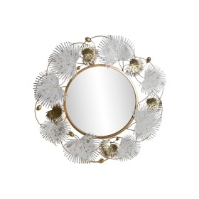 Wall mirror DKD Home Decor 93 x 7 x 93 cm Crystal Golden Metal White Leaf of a plant by DKD Home Decor, Wall-Mounted Mirrors ...