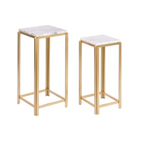 Set of 2 tables DKD Home Decor White Golden 33 x 33 x 70 cm by DKD Home Decor, Tables - Ref: S3044119, Price: 111,20 €, Disco...