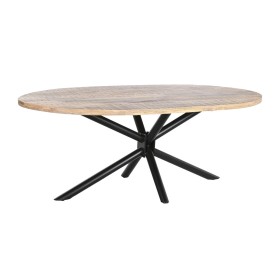 Dining Table DKD Home Decor Natural Black Metal Mango wood 200 x 100 x 76 cm by DKD Home Decor, Dining Tables - Ref: S3044176...