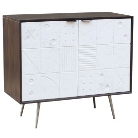 Anrichte Alexandra House Living Weiß Silberfarben Bambus Holz MDF 40 x 81 x 120 cm | Tienda24 - Global Online Shop Tienda24.eu